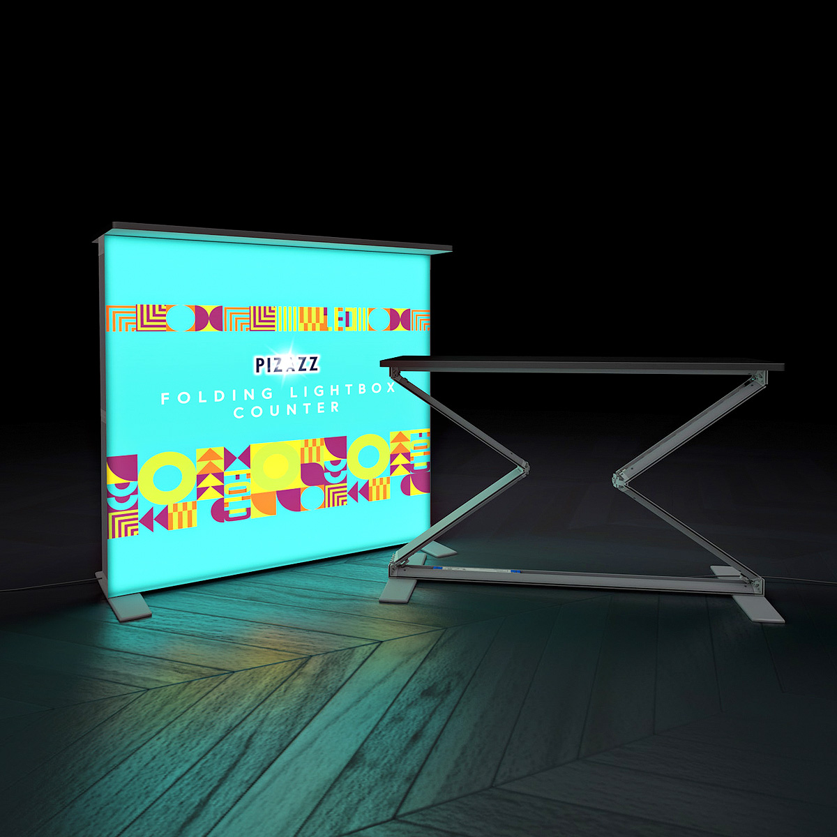 Transform Your Trade Show Experience with the PIZAZZ® Folding Pop-Up Backlit Counter LED Lightbox